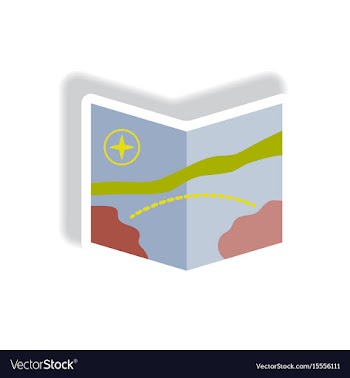 Stylish icon in paper sticker style tourist map vector image