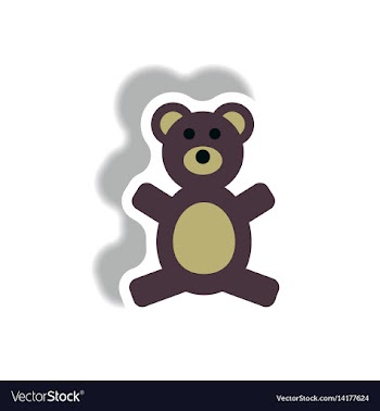 Stylish icon in paper sticker style toy bear vector image