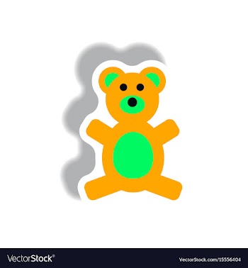 Stylish icon in paper sticker style toy bear vector image