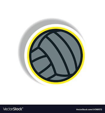 Stylish icon in paper sticker style volleyball vector image