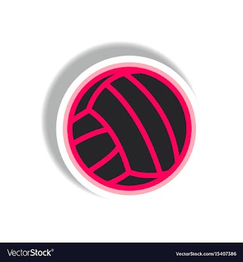 Stylish icon in paper sticker style volleyball vector image