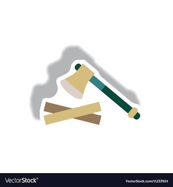 Stylish icon in paper sticker style wood and an ax vector image