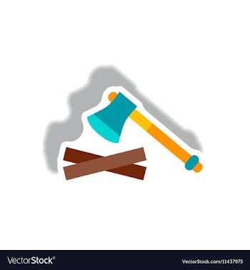 Stylish icon in paper sticker style wood and an ax vector image