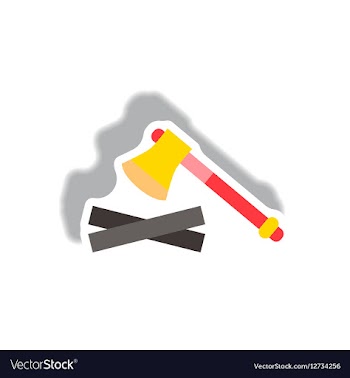 Stylish icon in paper sticker style wood and an ax vector image