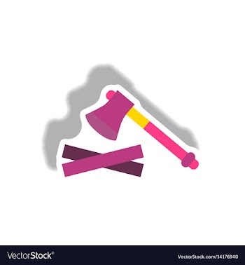 Stylish icon in paper sticker style wood and an ax vector image
