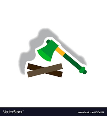 Stylish icon in paper sticker style wood and an ax vector image