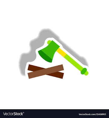Stylish icon in paper sticker style wood and an ax vector image