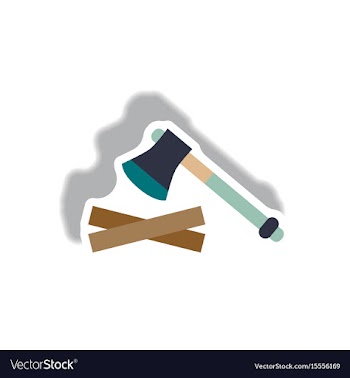 Stylish icon in paper sticker style wood and an ax vector image