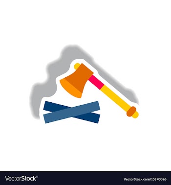 Stylish icon in paper sticker style wood and an ax vector image