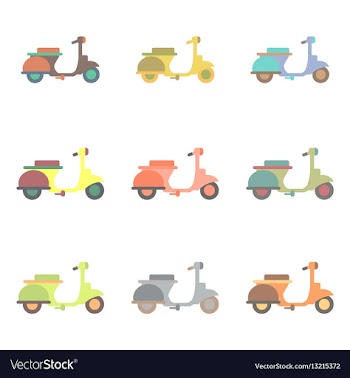 Stylish icon of vespa in flat style retro vector image