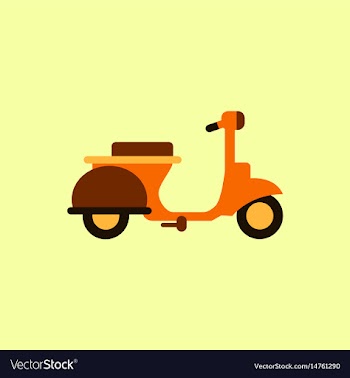 Stylish icon of vespa in flat style retro vector image
