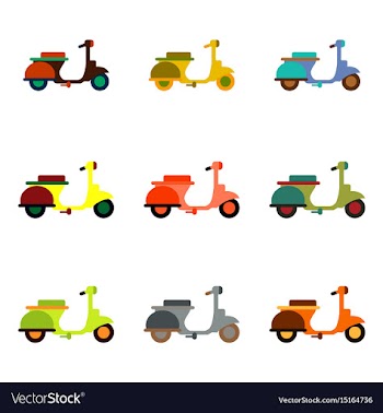 Stylish icon of vespa in flat style retro vector image