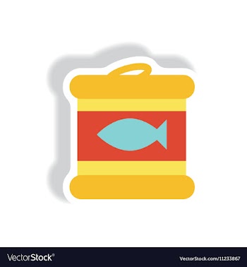 Stylish icon paper sticker style Canned tuna fish vector image