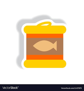 Stylish icon paper sticker style Canned tuna fish vector image
