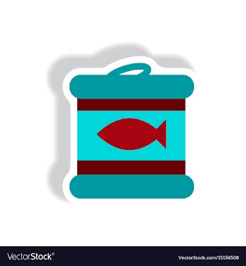 Stylish icon paper sticker style canned tuna fish vector image