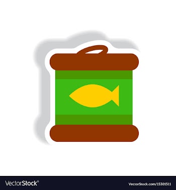 Stylish icon paper sticker style canned tuna fish vector image