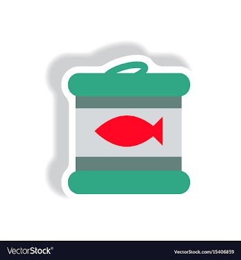 Stylish icon paper sticker style canned tuna fish vector image
