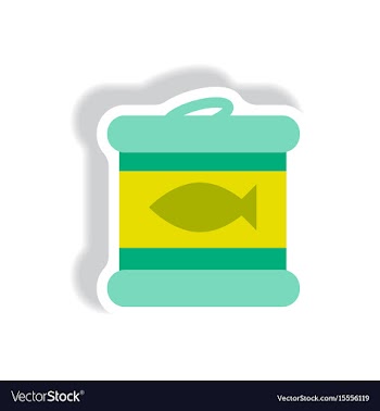 Stylish icon paper sticker style canned tuna fish vector image
