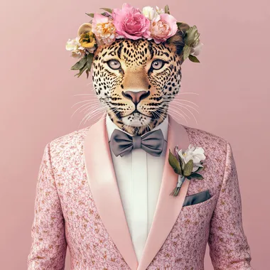 Stylish Leopard: Fashion-Forward in Floral Gucci-Inspired Attire Stylish Leopard: Fashion-Forward in Floral Gucci-Inspired Attire
