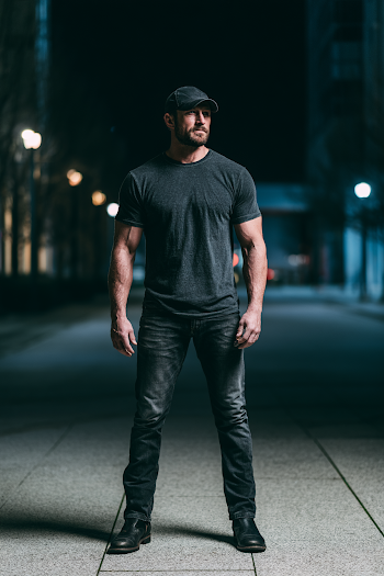 Stylish Male Model in Urban Night Setting
