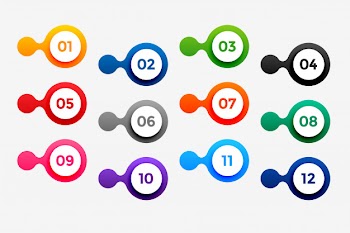 Stylish number bullet points in circular style Free Vector