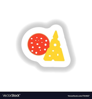 Stylish paper sticker a piece of sausage and vector image
