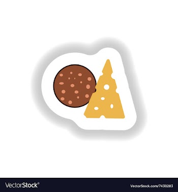 Stylish paper sticker a piece of sausage and vector image