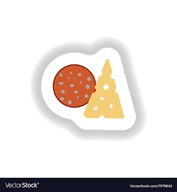 Stylish paper sticker a piece of sausage and vector image