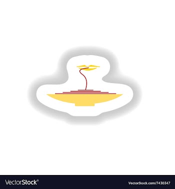 Stylish paper sticker a plate of spaghetti and vector image