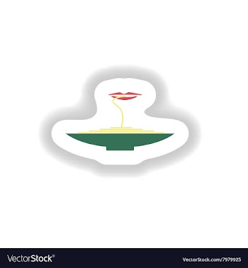 Stylish paper sticker a plate of spaghetti and vector image