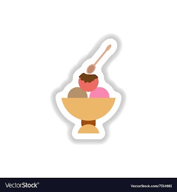 Stylish paper sticker balls of ice cream vector image