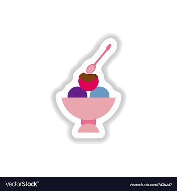 Stylish paper sticker balls of ice cream vector image