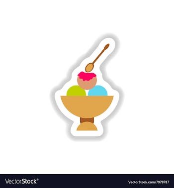 Stylish paper sticker balls of ice cream vector image