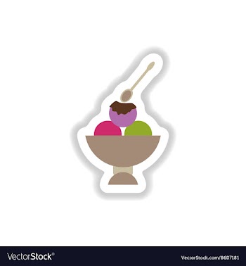 Stylish paper sticker balls of ice cream vector image