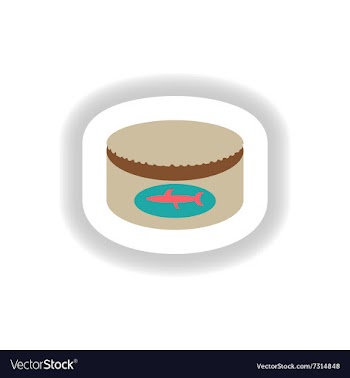 Stylish paper sticker Bank of canned fish vector image