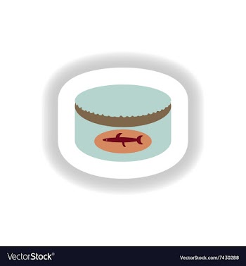 Stylish paper sticker Bank of canned fish vector image