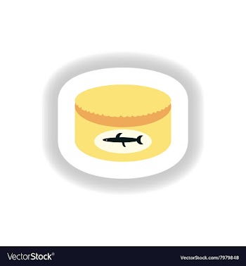 Stylish paper sticker Bank of canned fish vector image