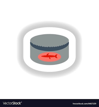 Stylish paper sticker Bank of canned fish vector image