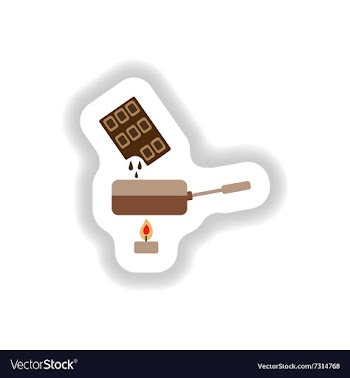Stylish paper sticker chocolate fondue on candle vector image