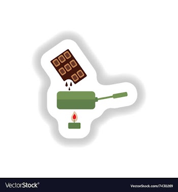 Stylish paper sticker chocolate fondue on candle vector image