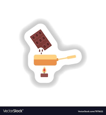 Stylish paper sticker chocolate fondue on candle vector image