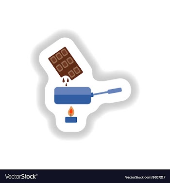 Stylish paper sticker chocolate fondue on candle vector image