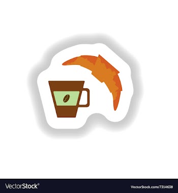 Stylish paper sticker cup of coffee and a vector image