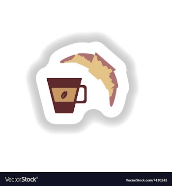 Stylish paper sticker cup of coffee and a vector image