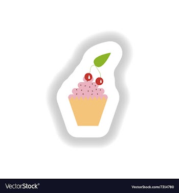 Stylish paper sticker cupcake with cream and vector image