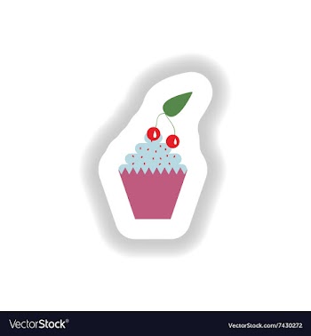 Stylish paper sticker cupcake with cream and vector image