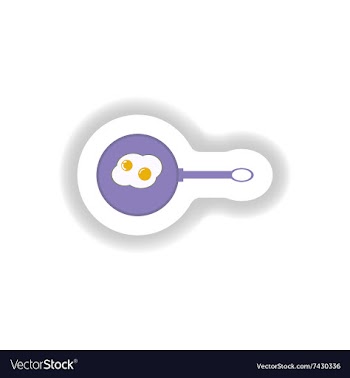 Stylish paper sticker fried eggs in a frying pan vector image