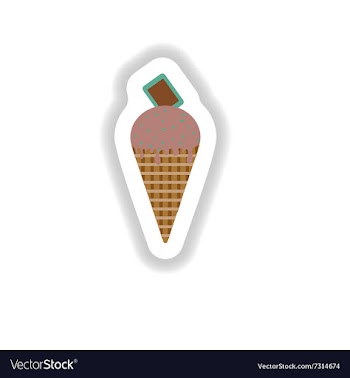 Stylish paper sticker ice cream cone with vector image