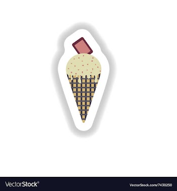 Stylish paper sticker ice cream cone with vector image