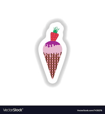 Stylish paper sticker ice cream cone with vector image